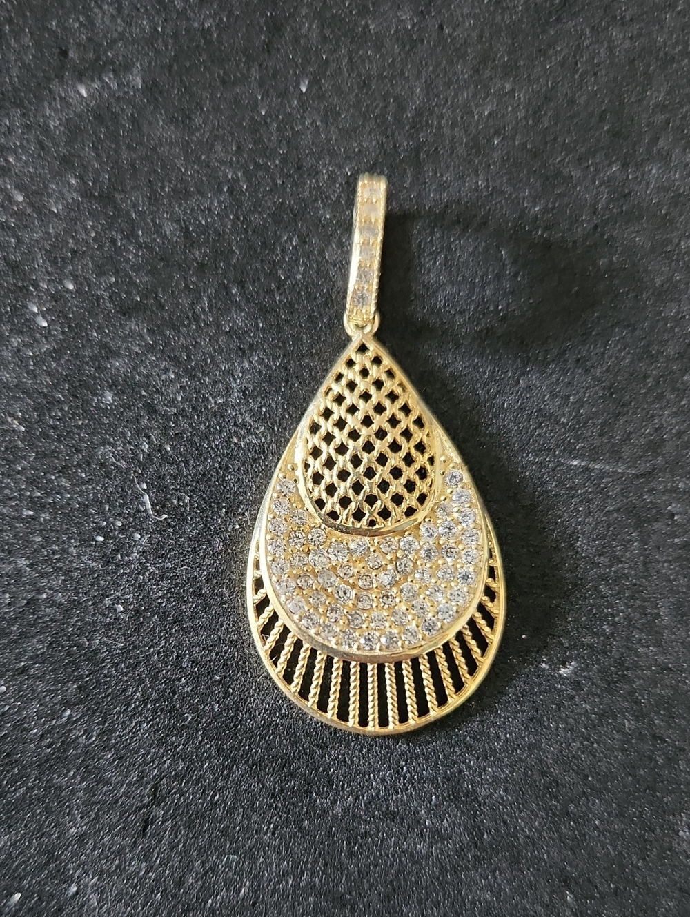 Moissanite With Gold Over Sterling Teardrop Pendant
